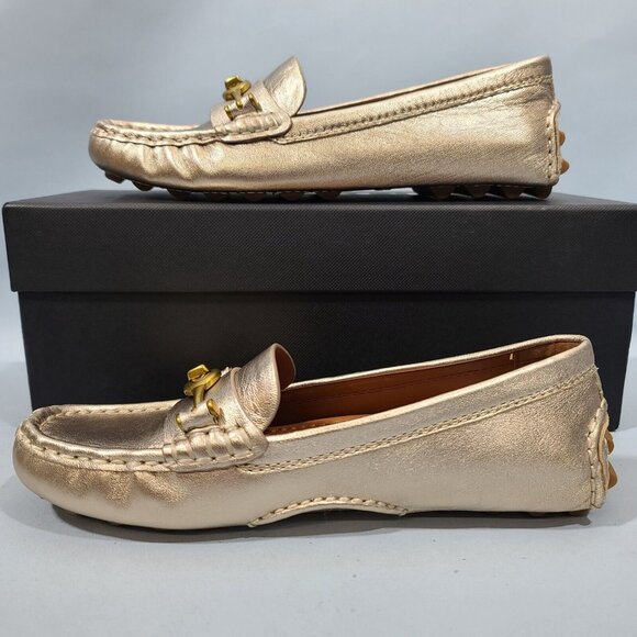 Coach Turnlock Driver Champagne Leather Shoe Women's Size 6B G3162 New - Picture 2 of 10
